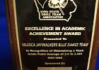 #280/20: 1997-98, S = Dance; Academic, , ISD/DTA Excellence in Academic Achievement Award; Villisca Jaywalkers Blue Dance Team; In Recognition of Maintaining a Team GPA of 3.0 to 3.249, High School