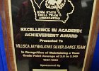 #283/26: 1997-98, S = Dance; Academic, , ISD/DTA Excellence in Academic Achievement Award; Villisca Jaywalkers Silver Dance Team, High School