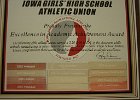 #489B/469: 2002-2005, Sports; Academic, State, IGHSAU Certificate  Excellence in Academic Achievement Award: 2002 Volleyball; 2003 Basketball, Softball, Volleyball; 2004 Basketball, Basketball Cheerleading, Softball, Volleyball; 2005 Basketball, Basketball Cheerleading, Track & Field, Cross Country; , High School