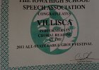 #602E/852: 2011, , , IHSSA Congratulates Villisca Performers in Choral Reading at the -State Large Group Festival (certificate)